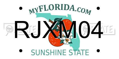 RJXM04 Florida License Plate