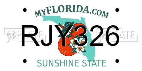 RJY326 Florida License Plate