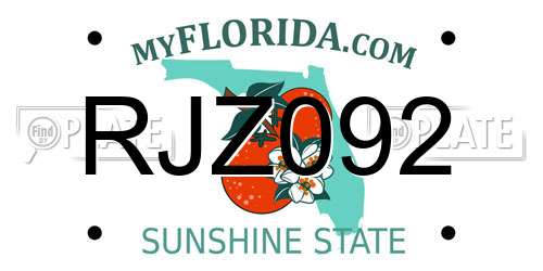 RJZ092 Florida License Plate
