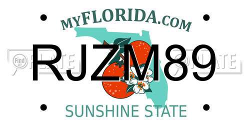 RJZM89 Florida License Plate