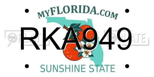 RKA949 Florida License Plate