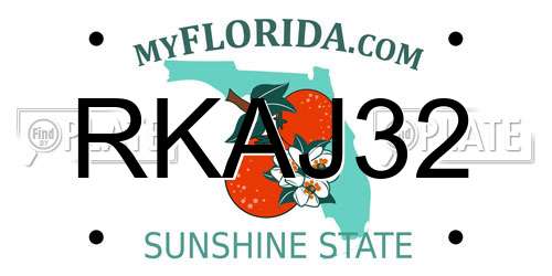 RKAJ32 Florida License Plate