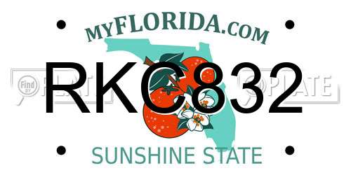 RKC832 Florida License Plate