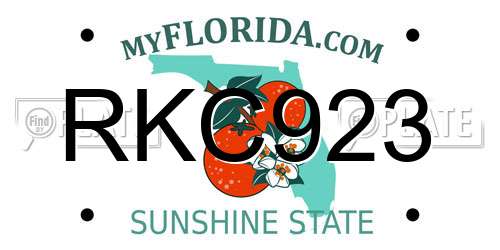 RKC923 Florida License Plate