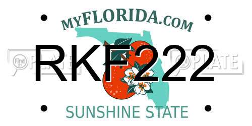 RKF222 Florida License Plate