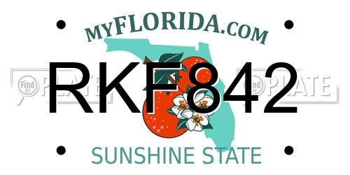 RKF842 Florida License Plate
