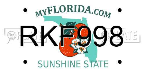 RKF998 Florida License Plate
