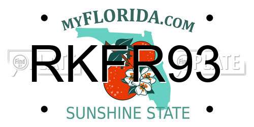 RKFR93 Florida License Plate