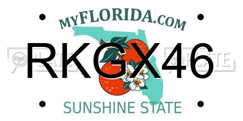 RKGX46 Florida License Plate