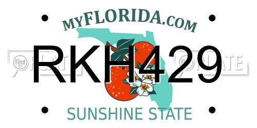 RKH429 Florida License Plate