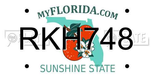 RKH748 Florida License Plate