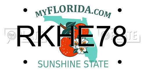 RKHE78 Florida License Plate
