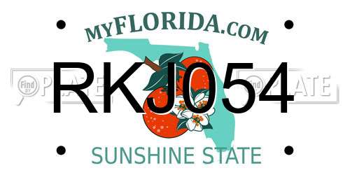 RKJ054 Florida License Plate
