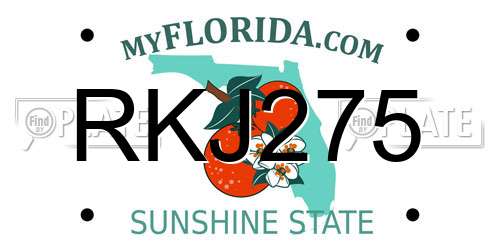 RKJ275 Florida License Plate