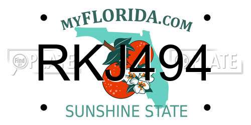 RKJ494 Florida License Plate