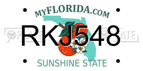 RKJ548 Florida License Plate