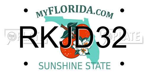 RKJD32 Florida License Plate