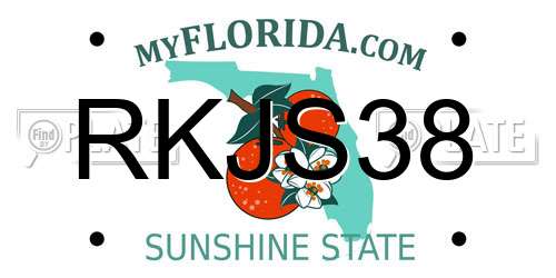 RKJS38 Florida License Plate