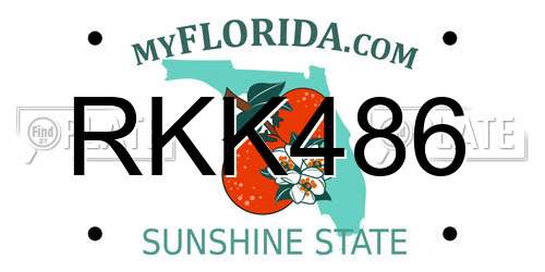 RKK486 Florida License Plate