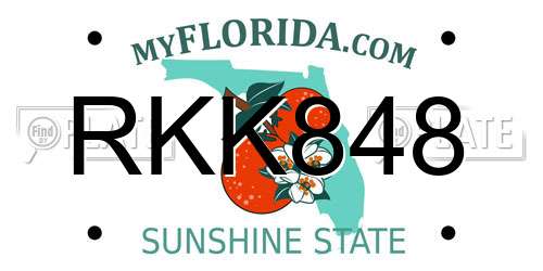 RKK848 Florida License Plate