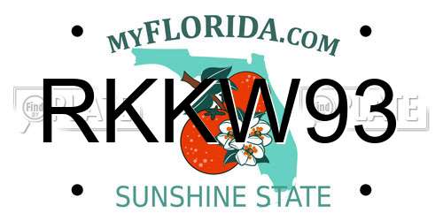 RKKW93 Florida License Plate