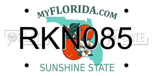 RKN085 Florida License Plate