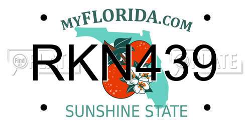 RKN439 Florida License Plate