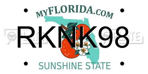 RKNK98 Florida License Plate