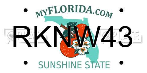 RKNW43 Florida License Plate