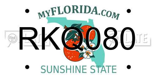 RKQ080 Florida License Plate
