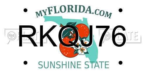 RKQJ76 Florida License Plate