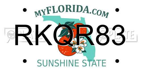 RKQR83 Florida License Plate