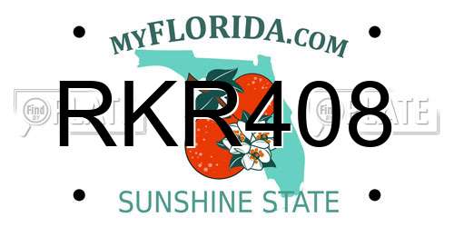 RKR408 Florida License Plate