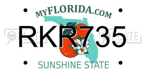 RKR735 Florida License Plate