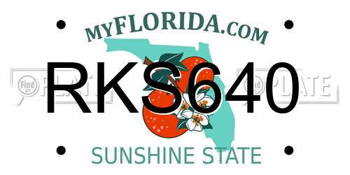 RKS640 Florida License Plate