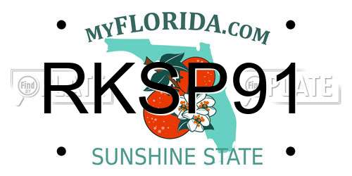 RKSP91 Florida License Plate