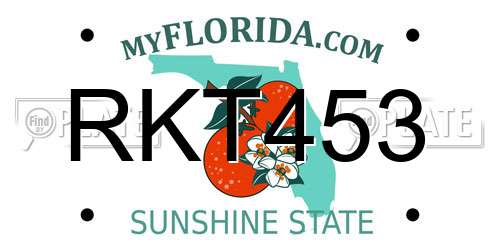 RKT453 Florida License Plate