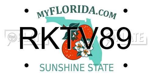 RKTV89 Florida License Plate