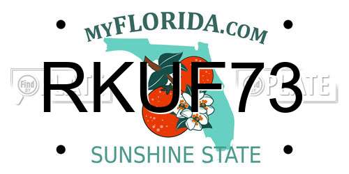 RKUF73 Florida License Plate
