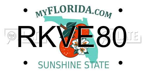RKVE80 Florida License Plate