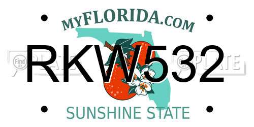 RKW532 Florida License Plate