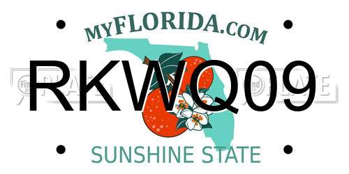 RKWQ09 Florida License Plate