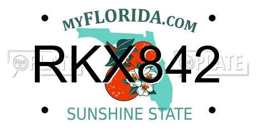 RKX842 Florida License Plate