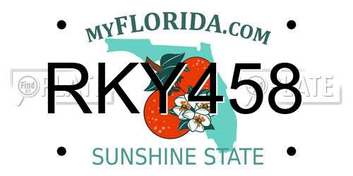 RKY458 Florida License Plate