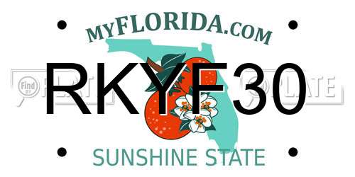 RKYF30 Florida License Plate