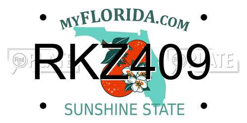 RKZ409 Florida License Plate