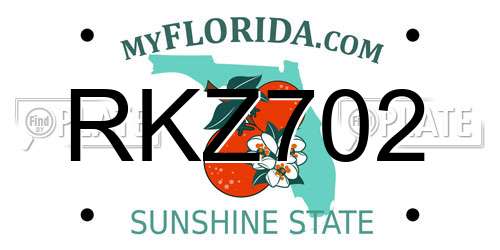 RKZ702 Florida License Plate