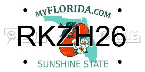 RKZH26 Florida License Plate
