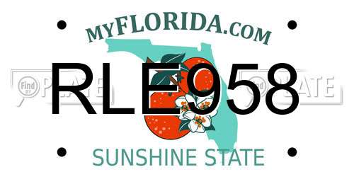 RLE958 Florida License Plate