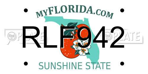 RLF942 Florida License Plate